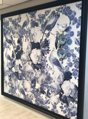 blauw behang